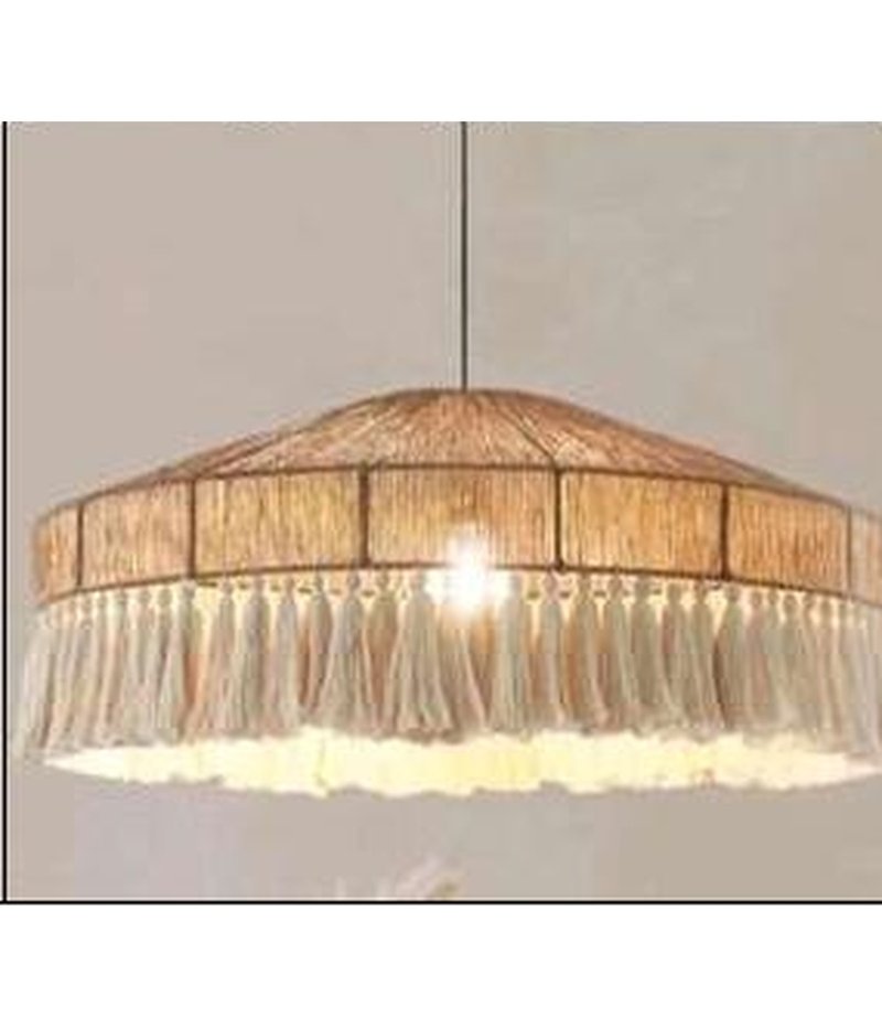 Bamboo Hanging Cane Fabric Lamp