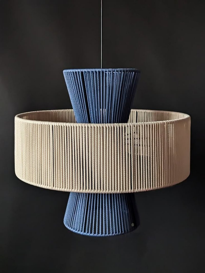 Iron & Rattan Flower Pendant